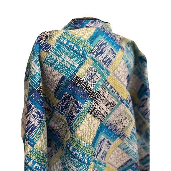 Alfred Dunner Jacket Blazer Blue Yellow Quilted Cottagecore Cabincore Plus 18 - Picture 8 of 12